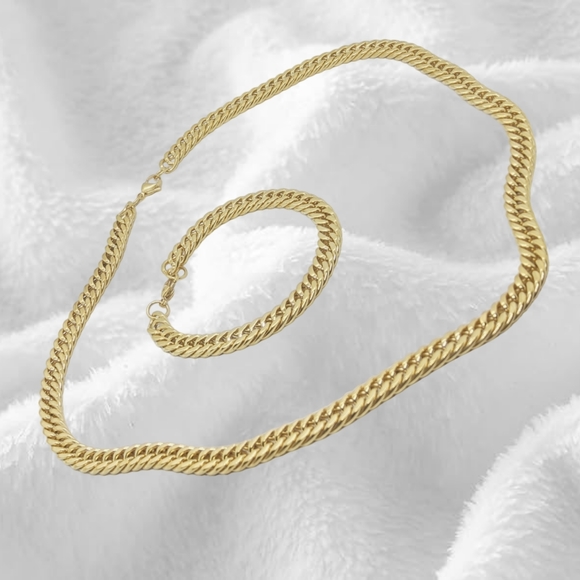 Other - Gold Tone Chain Necklace and Bracelet Set with  Lobster-claw Closure